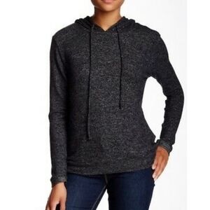 HARLOWE & GRAHAM Size XS  Dark Gray Space Dye Hoodie Rayon‎ Knit Sweatshirt
